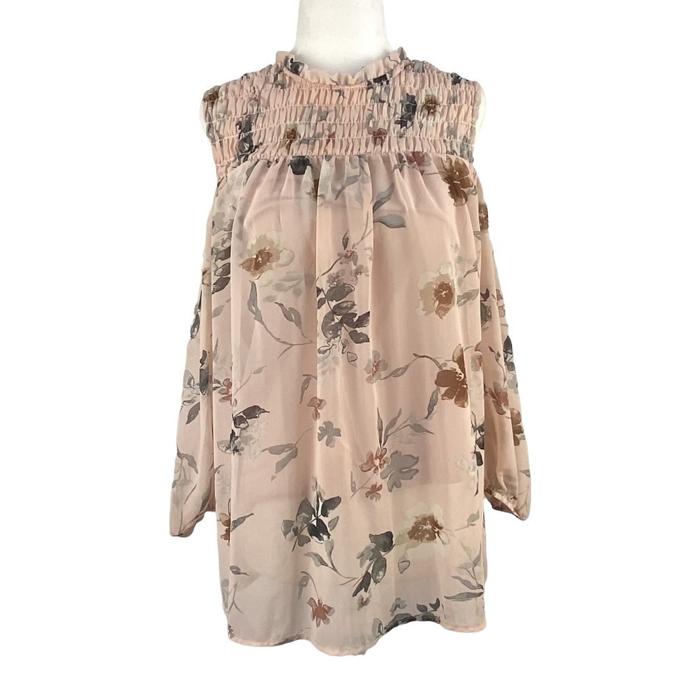𝅺luxology COLD SHOULDER LONG SLEEVED FLORAL BLOUSE‎